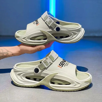Light luxury and soft men's sandals 2026 new thick-soled anti-skid outdoor driving two wear beach shoes