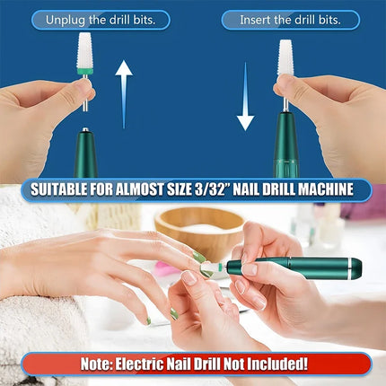 37 Styles Carbide Nail Drill Bits 5 in 1 Ceramic Tungsten Nail Drill Bit Milling Cutter For Manicure Pedicure Nail Files Buffer