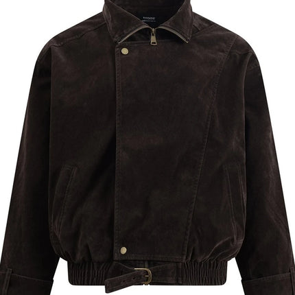 Jackets for Man Streetwear American Workwear Jacket Solid Color Stand Collar Asymmetrical Zipper Design Autumn Clean Fit Fashion
