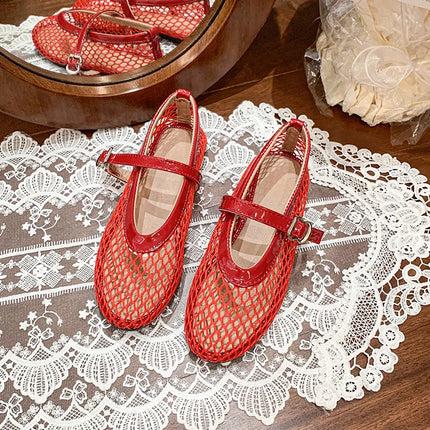 2026 Summer Mary Jane Shoes Fashion Women Low Heel Flat Shoes Pumps Comfort Ballet Flats  Ladies Buckle Shoes Big Size 36-42
