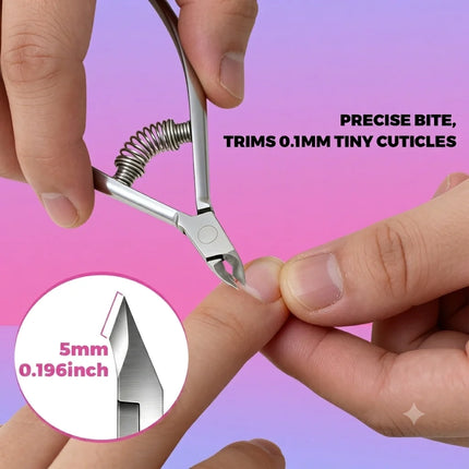 Professional stainless steel cuticle nippers, easily remove edge hangnails and cuticles, built-in spring labor-saving cutter,