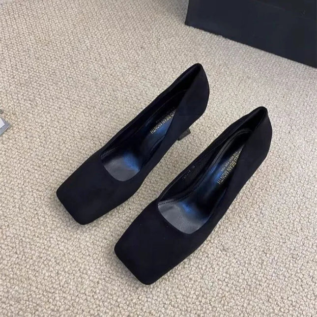 Pumps Ladies Shoe Female Square Toe Sandals 2024 Trend Fashion Simplicity Slip-On Footwear Elegant Career Women High Heels Shoes