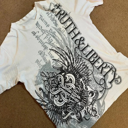 Hip Hop T-Shirt Streetwear Women Vintage Graphic American Style Fashion Baggy Pure Tops Leisure Couple Short Sleeves Clothing