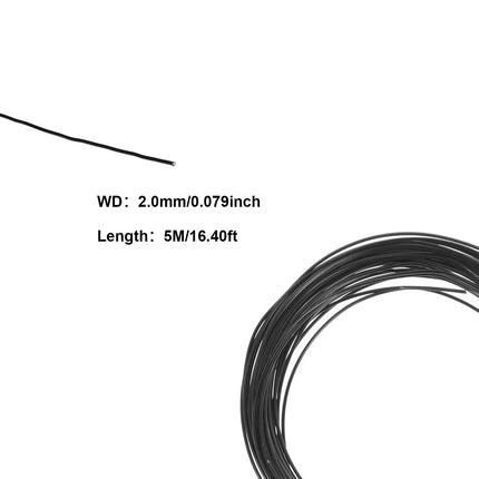 5m/roll Garden Bonsai Shape Aluminum Wire 1.0mm, 1.5mm, 2.0mm, 3mm, 4mm, 5mm Black Six Sizes for Garden and Plant Shapes