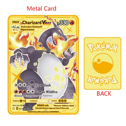 Pokemon Cards Flash Metal V EX GX Mega Card Pikachu Charizard Golden Vmax Card Collection Gift Kids Game Collection Cards