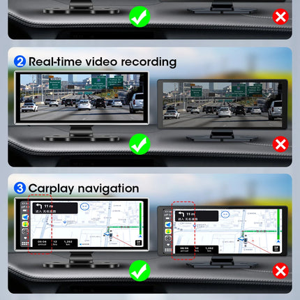 11.26 inch Car DVR 4K Dash Cam Dual Lens Wireless Carplay & Android Auto Video Recorder Monitor GPS Navigation 5G Wifi FM AUX