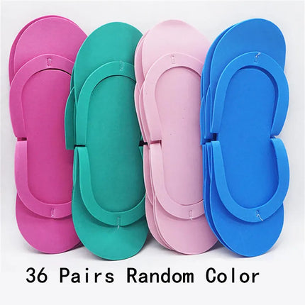 12/24/36 Pairs Random Color Men Women Slippers Foam Disposable Slippers For Salon Spa Hotel Pedicure Foot Flip Flop Slipper