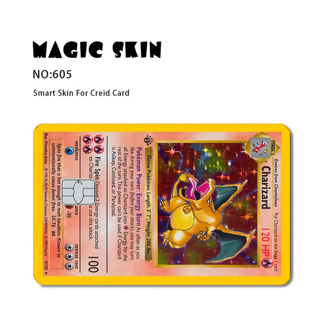 Pokemon Karten Aufkleber Kreditkartenfolie 2.5D HD Sticker Pikachu Spielkarten-Aufkleber Karten-Mattfolie Skin Kleiner Chip Wasserdichter Aufkleber