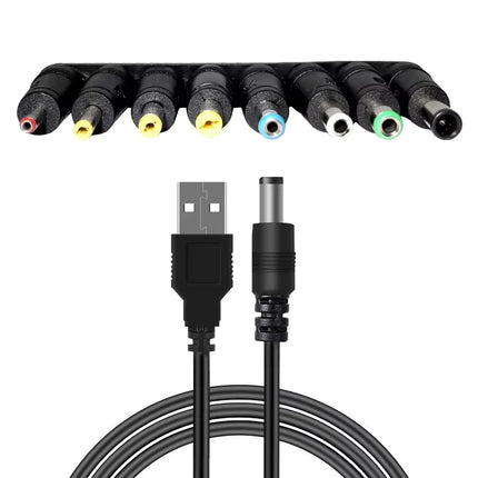 Universal Power Cable USB to DC 5.5 * 2.1mm Jack 5V Charging Cord with 8 Selectable Connector Tips for CCTV - product image f