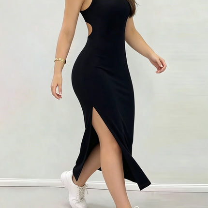 Women's Summer Solid Color Backless Cross-Strap Sexy Dress
