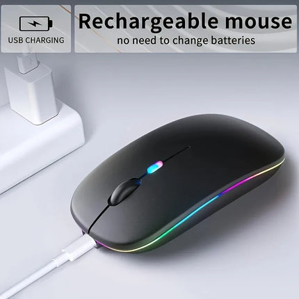 Wireless Rechargeable Mouse With LED Backlight  Bluetooth Gaming Mouse Suitable For MAC/Laptop/PC/Windows