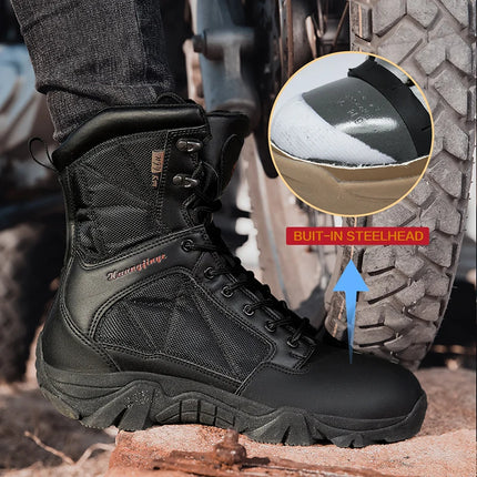 High-Top Anti-Smashing Work Boots Outdoor Waterproof Safety Shoes Steel Toe Non Slip Men's Boots Fashion Protective Men Shoes