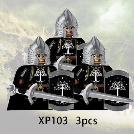 3pcs Lord Rings Elves Orcs Army Dwarf Rohan Mini Action Toy Figures Building Blocks Assembly Toys for Kids Birthday Gift