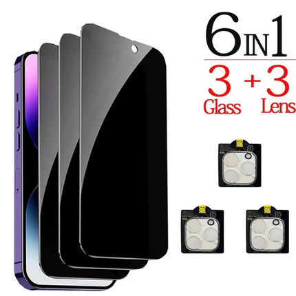1~4PCS Anti-Spy Glass For iPhone 18 17 16 15 14 13 Pro Max Privacy Screen Protector & Camera Film For iPhone 15 12 11 Pr