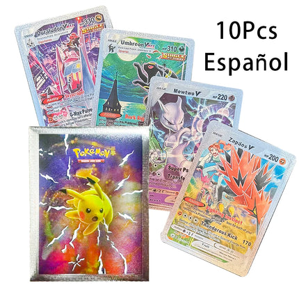 10Pcs Pokemon Colorful Shining Rainbow Cards English Vmax Gx Charizard Pikachu Trading Game Collection Battle Card Children Toys