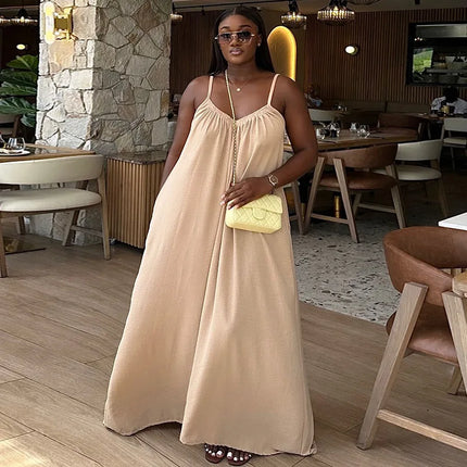 Long Dress Women Sling Dresses A Line Vestidos Y2k Streetwear V Neck Sleeveless Casual Loose Elegant Party Night Work 2026