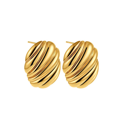 Trendy Stainless Steel Multilayer Circle Twist Knot Earrings for Women Texture Mixed Color Gold Plated Statement Earring Bijoux