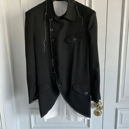 TOP-YAMAMOTO original Design Dark style loose Perisley fringed casual suit jacket for men