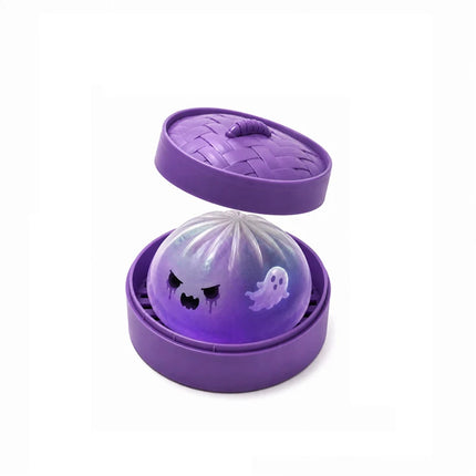 Halloween Ghost DumplingsToy Soft Slow Resilience Squishy Toy Fidget with Steamer Steamed Stuffed Bun Squishy Pinch Le