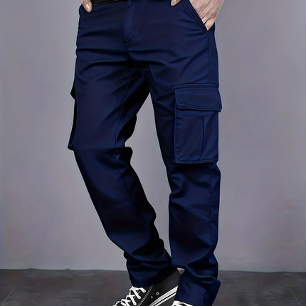 Men's casual multi pocket work pants with loose fit and drawstring waistband suitable for hikingfishingand outdoor exploration