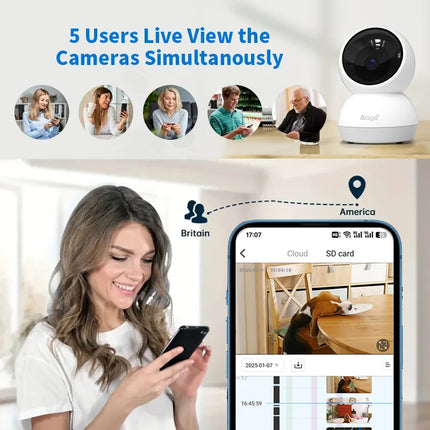 360° Smart Home Security Camera PTZ 2K 5G WiFi AI Detection Night Vision Automatic Tracking Security Surveillance Baby Monitor