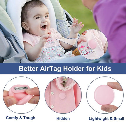 RGEEK Silicone Airtag Holder with Safety Pins AirTag GPS Tracker Case for Children Kids Elderly Hidden Inside Clothes Backpack
