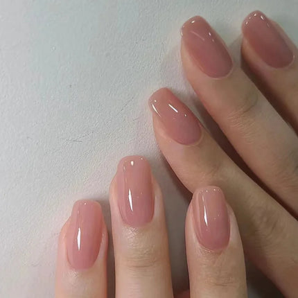 24Pcs Short Oval Gradient Pink Press On Nails Glossy Finish Full Cover False Nails for Women&Girl Removable Wearable Nail Art