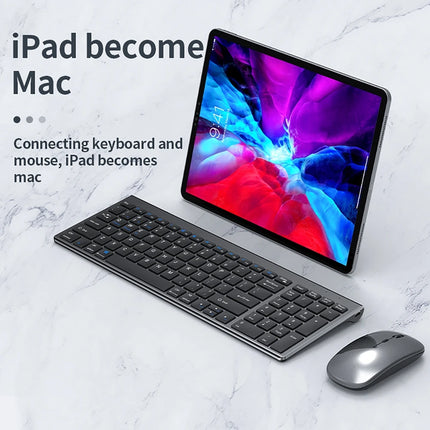 2.4G Wireless & Bluetooth Keyboard Mouse Set Rechargeable Ultra-thin Computer Office Gaming Silent Slim Keyboard - product im