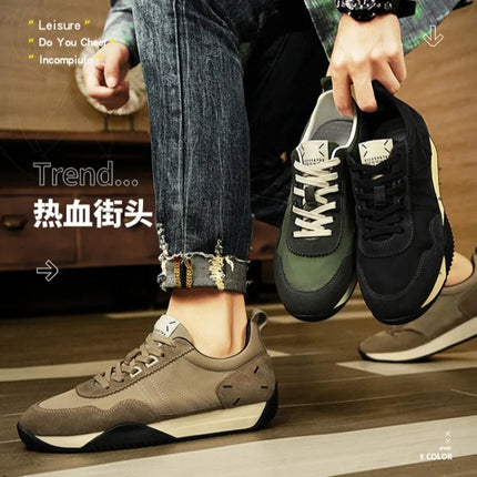 British Men's Spring/Autumn Chunky Sneakers High-Quality Breathable Canvas Casual Shoes Designer Comfy for Outdoor Walking Shoes