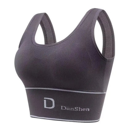 U-Shaped Women's Seamless Yoga Bra D Letter Push Up Sports Top Shockproof Crop Top Anti-sweat Fitness Underwear All-Match Vest