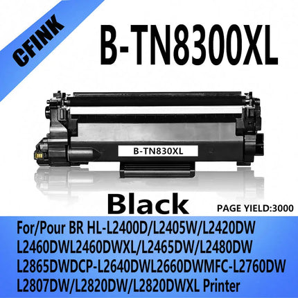 TN830XL black toner for Brother HL-L2400 and L2800 series, 3,000 pages