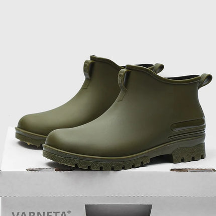 Hot Sale Men's Rain Shoes Non Slip Waterproof Kitchen Boots PVC Fashion Durable Couple Shoes Round Head Slip on Men Boots Summer