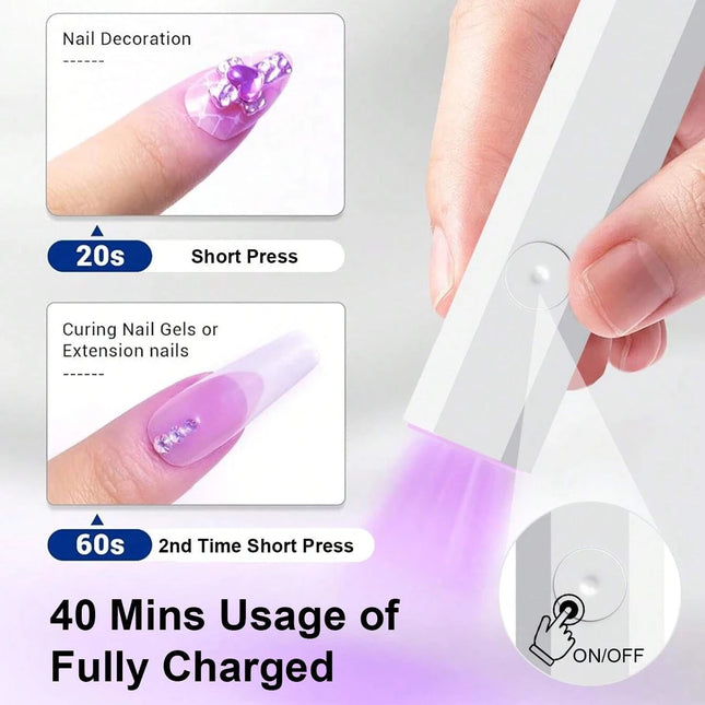 Luz UV Portátil para Uñas de Gel, Lámpara de Uñas UV Portátil Recargable LED para Uñas, Soporte de Escritorio
