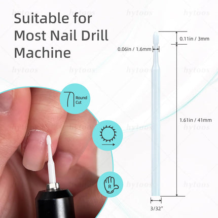 HYTOOS Cuticle Cleaner White Ceramic Nail Drill Bits for Dead Skin Cleaning Tool Pro Manicure Drill Bits for Nail Technicians