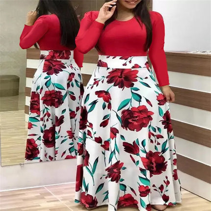 Dress Women Summer bohemain digital printing color matching round neck short sleeve hot style Dresses Casual Vestidos YRW6881