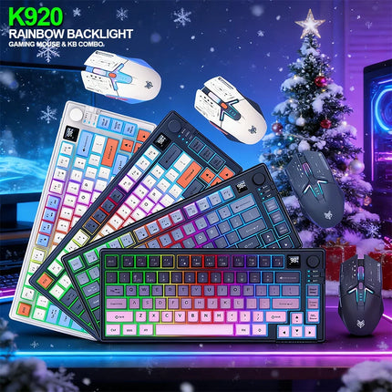 2.4G Wireless Dual-Mode Gaming Keyboard And Mouse Combo RGB Backlight Computer Keyboard With Display Screen&Knob - product im