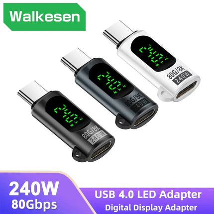PD 240W USB C Adapter LED Display USB 4.0 80Gbps USB C to Type C OTG Converter 8K 60Hz Fast Charging for iPhone Samsung Huawei