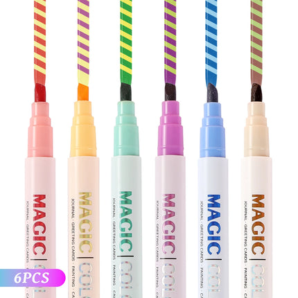 12pcs Double Ended Color Changing Highlighter Pens, Magic Markers for Journaling, DIY Crafts, School Office Drawing Supplies