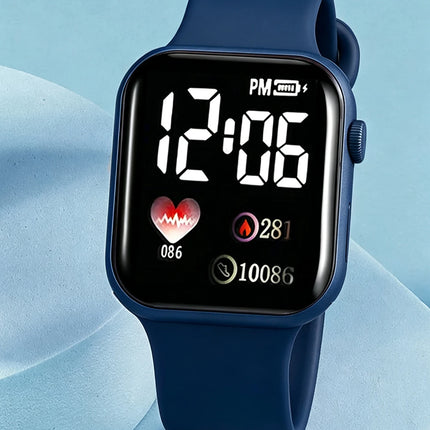 Children's Square LED Silicone Electronic Watch And Flower Accessory Set Daily Wear Birthday Gift for Kids