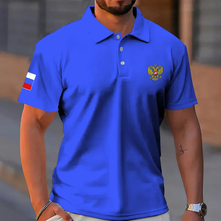 Summer men's Polo Shirt National Pattern Polo 100% Polyester Breathable Shirts For Man New In Tops Tees Autumn men's Clothing