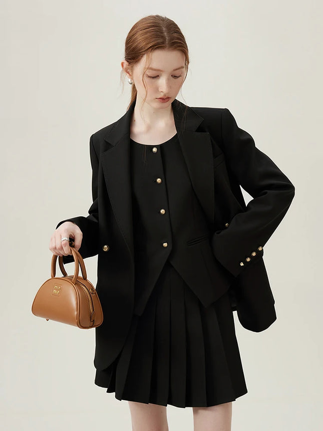 FSLE Women Blazer Temperament Suit Jacket for Office Lady Sets Formal Female Blazer Vest Skirt 24FS11075 - product image 9