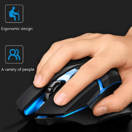 Ergonomic Gaming Mouse, Suitable for Desktop and Laptop Computers, 4-Button USB RGB Backlit Mouse - product image from BSM MA