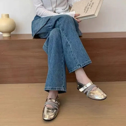 Flat Mary Jane Shoes, 2026 Spring and Autumn New Style, Belt Buckle, Retro Shallow Toe Single Shoes