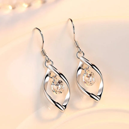 Luxury 925 Sterling Silver Diamond Teardrop Zirconia Earrings - Stylish Women's Wedding Party Jewelry Accessories