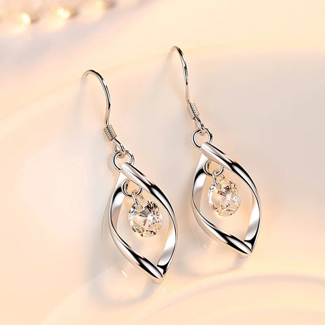 Luxury 925 Sterling Silver Diamond Teardrop Zirconia Earrings - Stylish Women's Wedding Party Jewelry - product image 5