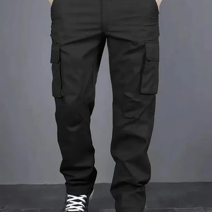 Men's casual multi pocket work pants with loose fit and drawstring waistband suitable for hikingfishingand outdoor exploration