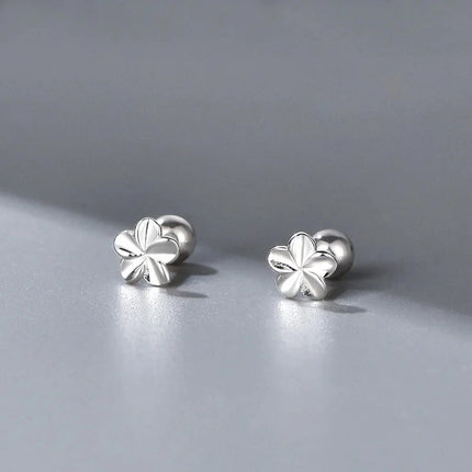 Silver Color Simple Small Rose Star Stud Earrings Tragus Cartilage for Women Hypoallergenic Daily Wear Ear Piercing Jewelry Gift