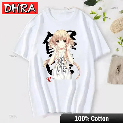 If You Work You Lose Anzu Futaba Version T-Shirt Cute Kawaii Anime Jirai Kei Tshirt Danshi Tees for Men Funny Cartoon Otaku Tops