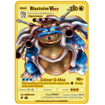 English Version Pokemon Metal Card Anime Figure Pikachu Charizard Mewtwo Battle Trading Game Collection Cards Model Toy Gifts