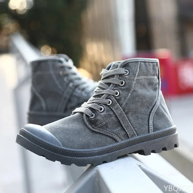 Canvas Shoes Men's Casual High-top Shoes Men's Thick-soled Shoes Comfortable Sports Shoes Men's Retro Casual Shoes Boots